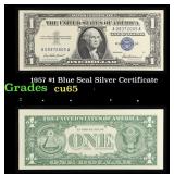 1957 $1 Blue Seal Silver Certificate Grades Gem CU