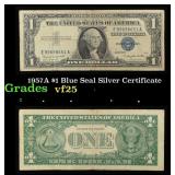 1957A $1 Blue Seal Silver Certificate Grades vf+