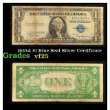 1935A $1 Blue Seal Silver Certificate Grades vf+