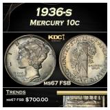 1936-s Mercury Dime 10c Grades ms67 FSB
