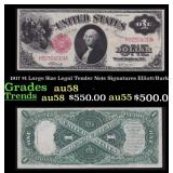 1917 $1 Large Size Legal Tender Note Grades au58 S