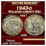 1943-d Walking Liberty Half Dollar 50c ms68 SEGS