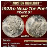 1923-d Peace Dollar Near Top Pop! $1 ms66+ SEGS