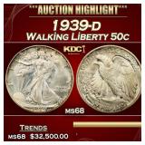 1939-d Walking Liberty Half Dollar 50c ms68 SEGS