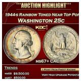 PCGS 1944-s Washington Quarter Rainbow Toned Near