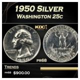 1950 Proof Washington Quarter Silver 25c pr68 SEGS
