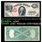 1917 $1 Large Size Legal Tender Note Grades xf Sig