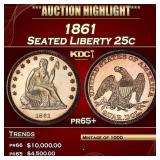 1861 Proof Seated Liberty Quarter 25c pr65+ SEGS