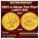 1851-o Gold Liberty Double Eagle Near Top Pop! $20