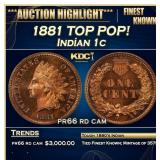 1881 Proof Indian Cent TOP POP! 1c pr66 rd cam SEG