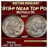 1919-p Buffalo Nickel Near Top Pop! 5c ms67 SEGS