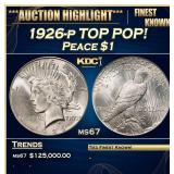 1926-p Peace Dollar TOP POP! $1 ms67 SEGS