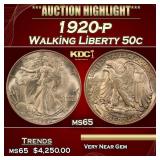 1920-p Walking Liberty Half Dollar 50c ms65 SEGS