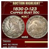 1830 Capped Bust Half Dollar O-123 50c ms62 USCG