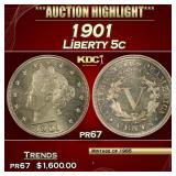 1901 Proof Liberty Nickel 5c pr67 SEGS