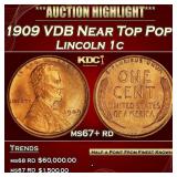 1909 VDB Lincoln Cent Near Top Pop! 1c ms67+ rd SE