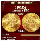1902-s Gold Liberty Double Eagle $20 ms65+ SEGS