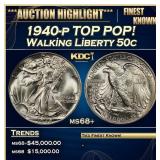 1940-p Walking Liberty Half Dollar TOP POP! 50c ms