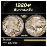 1920-p Buffalo Nickel 5c Grades ms64