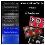 1970-1979 Proof Set Run 57 Coins 10 Complete Sets