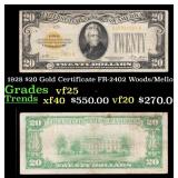 1928 $20 Gold Certificate FR-2402 Woods/Mellon Gra