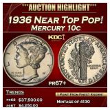 1936 Proof Mercury Dime Near Top Pop! 10c pr67+ SE