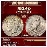 1934-d Peace Dollar $1 ms66+ SEGS