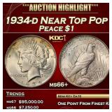 1934-d Peace Dollar Near Top Pop $1 ms66+ SEGS