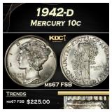 1942-d Mercury Dime 10c ms67 FSB SEGS