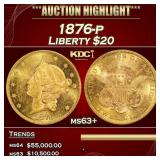 1876-p Gold Liberty Double Eagle $20 ms63+ SEGS