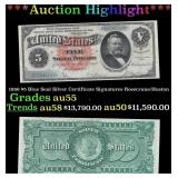 1886 $5 Blue Seal Silver Certificate Grades Choice