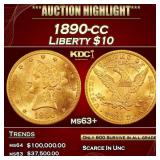 1890-cc Gold Liberty Eagle $10 ms63+ SEGS