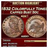 1832 Capped Bust Half Dollar Colorfully Toned 50c