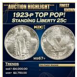 1923-p Standing Liberty Quarter TOP POP! 25c Grade