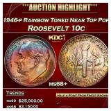 1946-p Roosevelt Dime Rainbow Toned Near Top Pop!