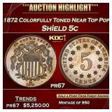 1872 Proof Shield Nickel Colorfully Toned Near Top
