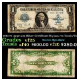 1923 $1 large size Silver Certificate Grades vf+ S