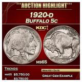 1920-d Buffalo Nickel 5c ms65 SEGS