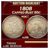 1808 Capped Bust Half Dollar 50c au58 USCG