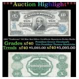 1908 $10 Blue Seal Silver Certificate "Tombstone"