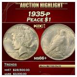 1935-p Peace Dollar $1 ms66+ SEGS