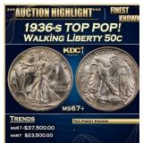 1936-s Walking Liberty Half Dollar TOP POP! 50c ms