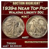 1939-s Walking Liberty Half Dollar Near Top Pop! 5