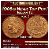 1908-s Indian Cent Near Top Pop! 1c ms66+ rb SEGS