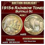 1915-s Buffalo Nickel Rainbow Toned 5c ms65 SEGS