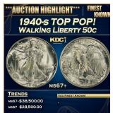 1940-s Walking Liberty Half Dollar TOP POP! 50c ms