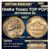 1948-s Jefferson Nickel Toned TOP POP! 5c ms67+ 5f