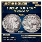 1925-d Buffalo Nickel TOP POP! 5c ms66+ SEGS