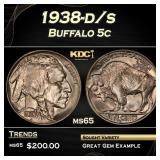 1938-d/s Buffalo Nickel 5c Grades ms65