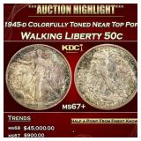 1945-d Walking Liberty Half Dollar Colorfully Tone